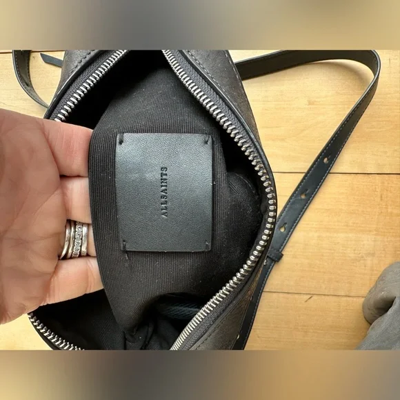 All Saints Kepi gray leather crossbody with whip stitch details - Picture 5 of 8